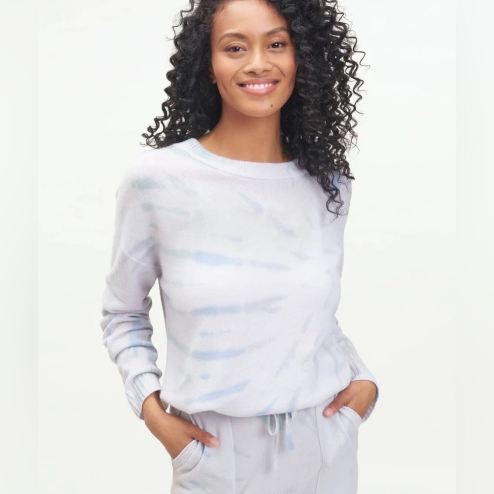 NWT Splendid Adeline Cashmere Blend Arctic Blue Tie Dye Sweater Size XS - Picture 3 of 10